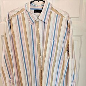 Men's Attention Long Sleeve Stripe Shirt Size Extra Large-Nice Casual Shirt